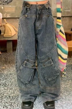 Coquette Aesthetic Cargo Skirt with Irregular Pocket Splice