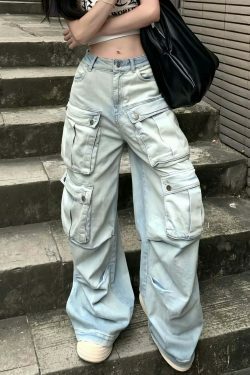 Coquette Aesthetic Cargo Skirt with Multi-Pocket Design