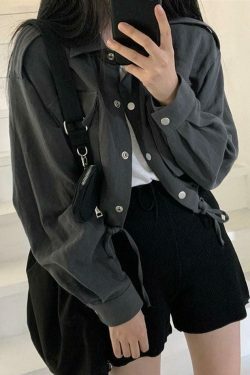 Coquette Aesthetic Cargo Skirt with Snap Button Drawstring - Grunge Style Cute Tops for Women