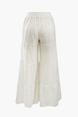 Coquette Aesthetic Cargo Skirt: Y2K Fashion Tiered Wide Leg Drawstring Pants