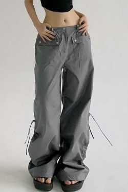 Coquette Aesthetic Cargo Skirt: Y2K Fashion Wide-Leg Pants
