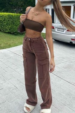 Coquette Aesthetic Cargo Skirt: Y2K Style Grunge Fashion for Women - Mid Rise Cargo Jeans