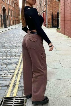 Coquette Aesthetic Cargo Skirt: Y2K Style Grunge Fashion for Women - Mid Rise Cargo Jeans