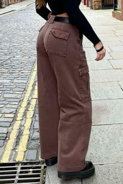 Coquette Aesthetic Cargo Skirt: Y2K Style Grunge Fashion for Women - Mid Rise Cargo Jeans