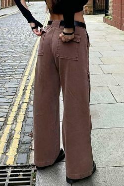 Coquette Aesthetic Cargo Skirt: Y2K Style Grunge Fashion for Women - Mid Rise Cargo Jeans