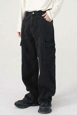 Coquette Aesthetic Cargo Skirt: Y2K Style Grunge Fashion with Loose Fit Cargo Jeans