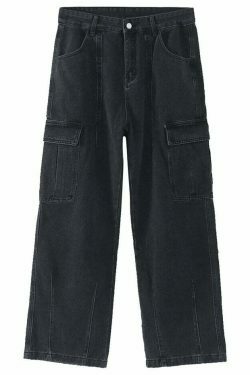 Coquette Aesthetic Cargo Skirt: Y2K Style Grunge Fashion with Loose Fit Cargo Jeans