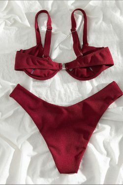 Coquette Aesthetic Cargo Skirt: Y2K Style Grunge Fashion with Pastel Goth Vibes - Red Split Bikini