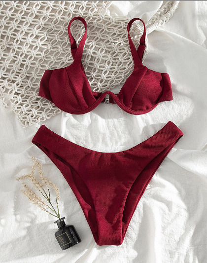 Coquette Aesthetic Cargo Skirt: Y2K Style Grunge Fashion with Pastel Goth Vibes - Red Split Bikini Coquette Aesthetic Cargo Skirt: Y2K Style Grunge Fashion with Pastel Goth Vibes - Red Split Bikini