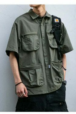 Coquette Aesthetic Cargo Skirt: Y2K Style Grunge Fashion Women's Short Sleeve Shirt