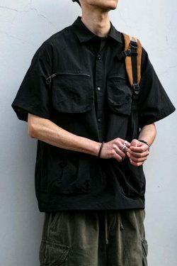 Coquette Aesthetic Cargo Skirt: Y2K Style Grunge Fashion Women's Short Sleeve Shirt