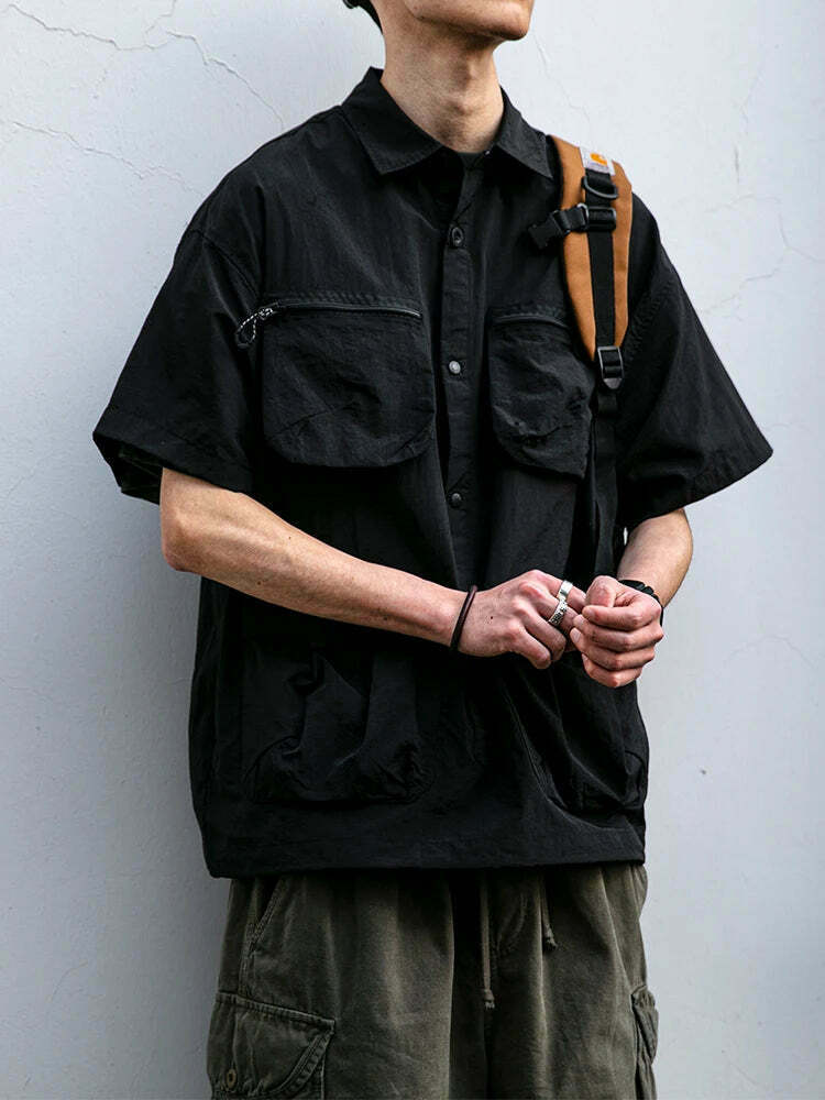 Coquette Aesthetic Cargo Skirt: Y2K Style Grunge Fashion Women's Short Sleeve Shirt