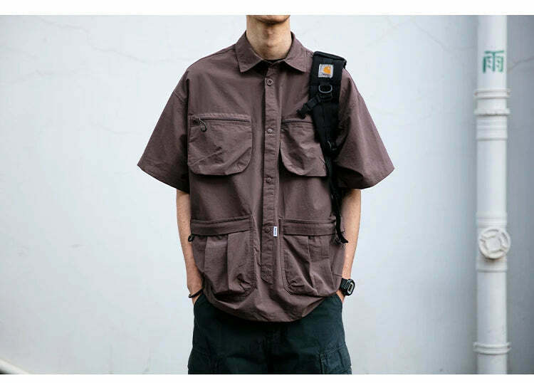 Coquette Aesthetic Cargo Skirt: Y2K Style Grunge Fashion Women's Short Sleeve Shirt