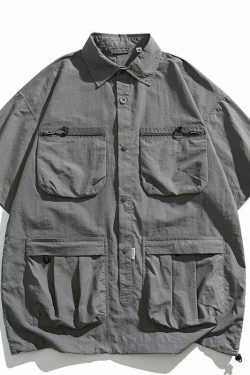 Coquette Aesthetic Cargo Skirt: Y2K Style Grunge Fashion Women's Short Sleeve Shirt