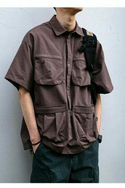 Coquette Aesthetic Cargo Skirt: Y2K Style Grunge Fashion Women's Short Sleeve Shirt