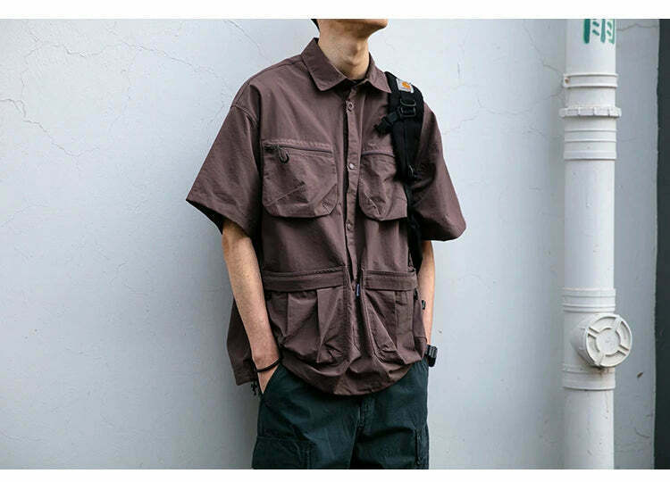 Coquette Aesthetic Cargo Skirt: Y2K Style Grunge Fashion Women's Short Sleeve Shirt