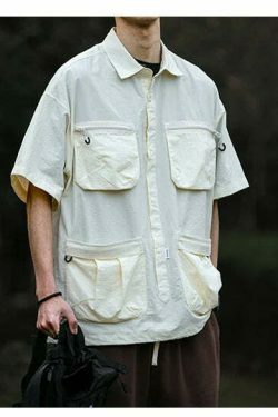 Coquette Aesthetic Cargo Skirt: Y2K Style Grunge Fashion Women's Short Sleeve Shirt