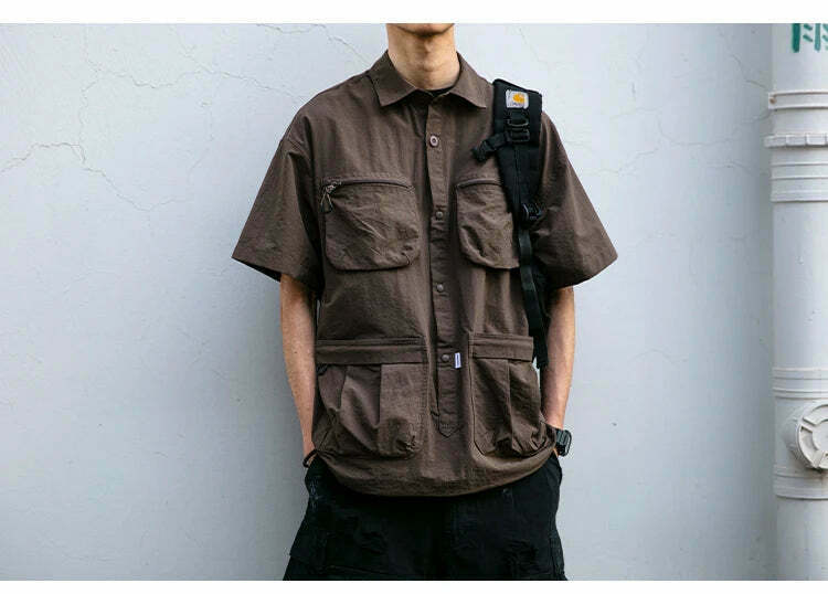 Coquette Aesthetic Cargo Skirt: Y2K Style Grunge Fashion Women's Short Sleeve Shirt