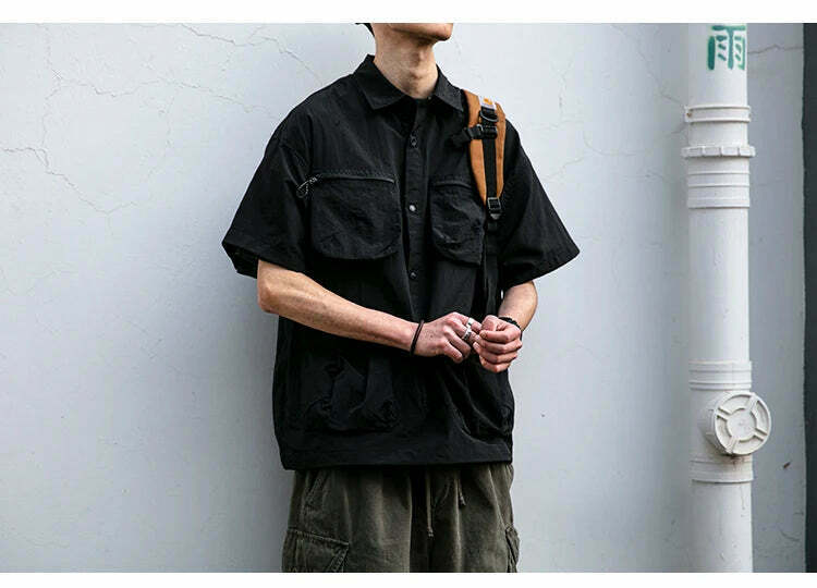 Coquette Aesthetic Cargo Skirt: Y2K Style Grunge Fashion Women's Short Sleeve Shirt