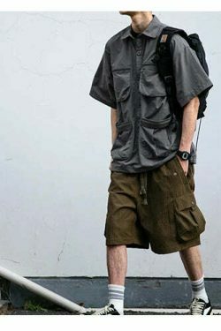 Coquette Aesthetic Cargo Skirt: Y2K Style Grunge Fashion Women's Short Sleeve Shirt