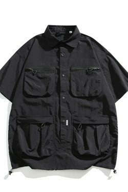 Coquette Aesthetic Cargo Skirt: Y2K Style Grunge Fashion Women's Short Sleeve Shirt