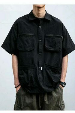 Coquette Aesthetic Cargo Skirt: Y2K Style Grunge Fashion Women's Short Sleeve Shirt