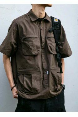 Coquette Aesthetic Cargo Skirt: Y2K Style Grunge Fashion Women's Short Sleeve Shirt