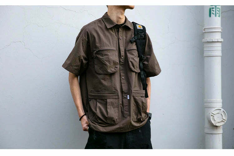 Coquette Aesthetic Cargo Skirt: Y2K Style Grunge Fashion Women's Short Sleeve Shirt