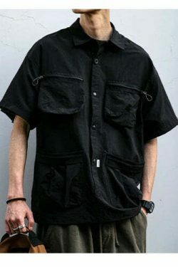 Coquette Aesthetic Cargo Skirt: Y2K Style Grunge Fashion Women's Short Sleeve Shirt