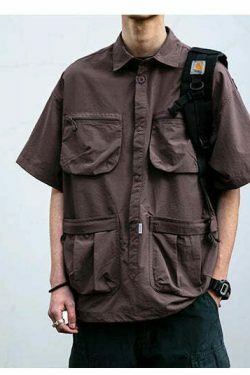 Coquette Aesthetic Cargo Skirt: Y2K Style Grunge Fashion Women's Short Sleeve Shirt