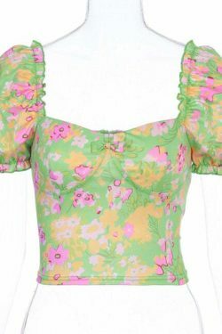 Coquette Aesthetic Carlie Floral Top - Y2K Fashion Women's Clothing for Grunge and Pastel Goth Style