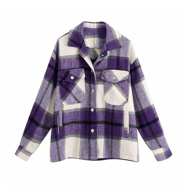 Coquette Aesthetic Checkered Jacket: Y2K Fashion Long Sleeve Shift for Women