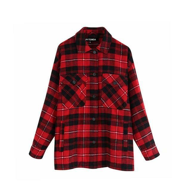 Coquette Aesthetic Checkered Jacket: Y2K Fashion Long Sleeve Shift for Women