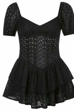 Coquette Aesthetic Chelsea Ruffled Mini Dress - Y2K Fashion Women's Clothing