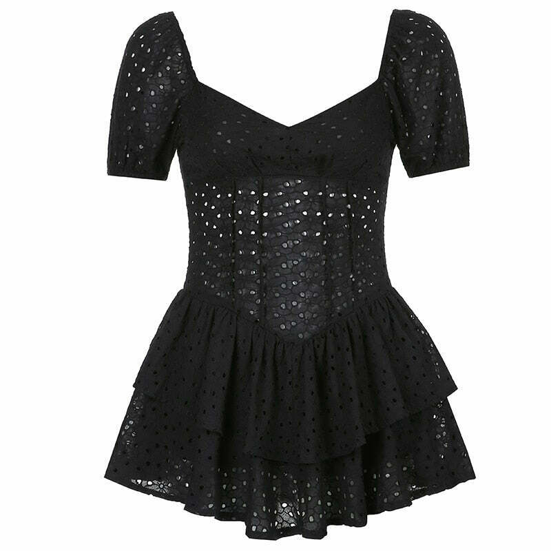 Coquette Aesthetic Chelsea Ruffled Mini Dress - Y2K Fashion Women's Clothing Coquette Aesthetic Chelsea Ruffled Mini Dress - Y2K Fashion Women's Clothing