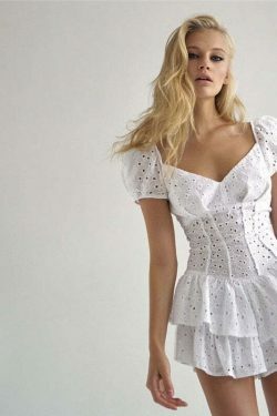 Coquette Aesthetic Chelsea Ruffled Mini Dress - Y2K Fashion Women's Clothing