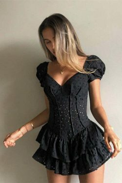 Coquette Aesthetic Chelsea Ruffled Mini Dress - Y2K Fashion Women's Clothing