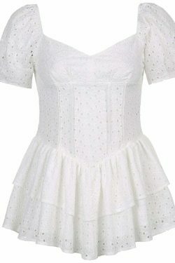 Coquette Aesthetic Chelsea Ruffled Mini Dress - Y2K Fashion Women's Clothing