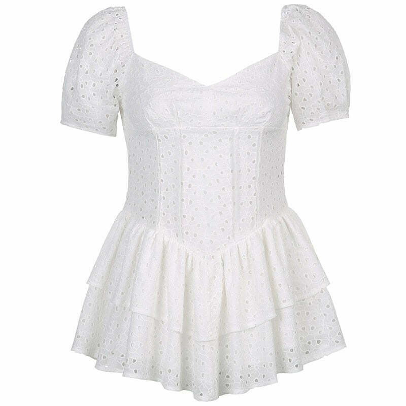 Coquette Aesthetic Chelsea Ruffled Mini Dress - Y2K Fashion Women's Clothing Coquette Aesthetic Chelsea Ruffled Mini Dress - Y2K Fashion Women's Clothing