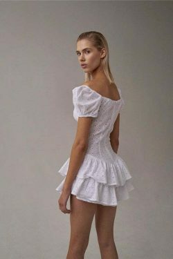 Coquette Aesthetic Chelsea Ruffled Mini Dress - Y2K Fashion Women's Clothing