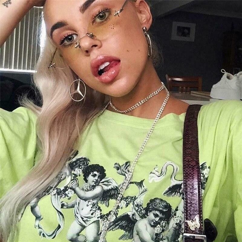 Coquette Aesthetic Cherub Graphic Tee - Y2K Fashion Top with Grunge Style and Pastel Goth Vibes