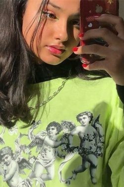 Coquette Aesthetic Cherub Graphic Tee - Y2K Fashion Top with Grunge Style and Pastel Goth Vibes