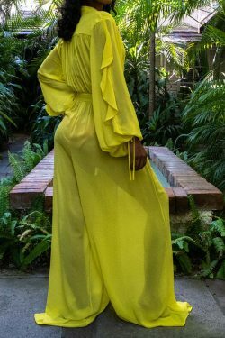 Coquette Aesthetic Chiffon Jumpsuit: Y2K Fashion Wide-Leg Outfit for Women