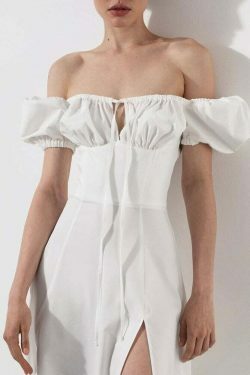 Coquette Aesthetic Clancy Ruched Tie-Up Dress - Y2K Fashion Statement for Women