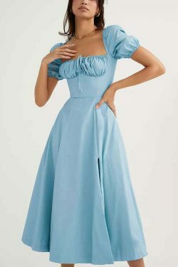 Coquette Aesthetic Clancy Ruched Tie-Up Dress - Y2K Fashion Statement for Women