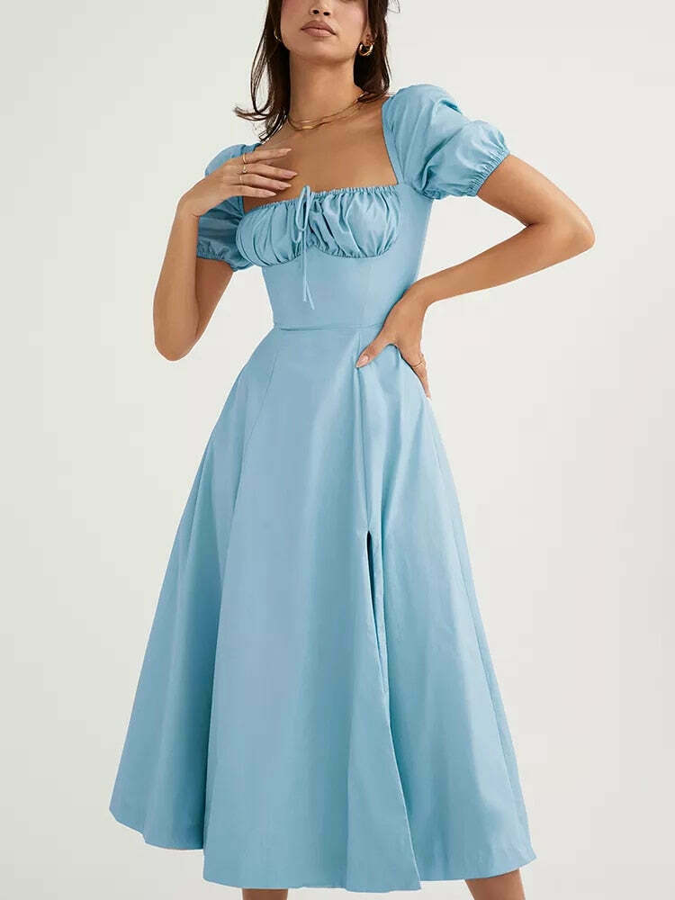 Coquette Aesthetic Clancy Ruched Tie-Up Dress - Y2K Fashion Statement for Women Coquette Aesthetic Clancy Ruched Tie-Up Dress - Y2K Fashion Statement for Women