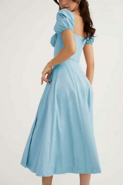 Coquette Aesthetic Clancy Ruched Tie-Up Dress - Y2K Fashion Statement for Women