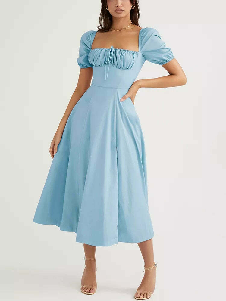 Coquette Aesthetic Clancy Ruched Tie-Up Dress - Y2K Fashion Statement for Women Coquette Aesthetic Clancy Ruched Tie-Up Dress - Y2K Fashion Statement for Women