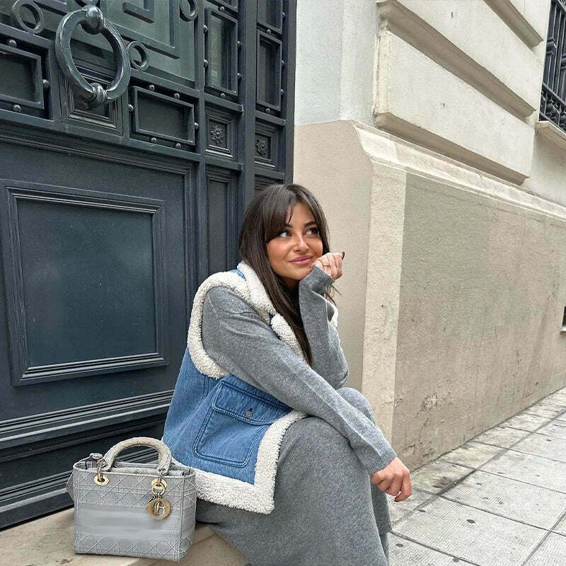 Coquette Aesthetic Cloud Nine Plush Gilet - Y2K Fashion Women's Outerwear Coquette Aesthetic Cloud Nine Plush Gilet - Y2K Fashion Women's Outerwear