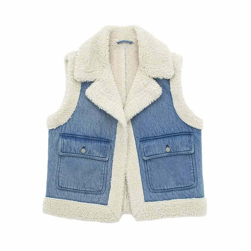 Coquette Aesthetic Cloud Nine Plush Gilet - Y2K Fashion Women's Outerwear Coquette Aesthetic Cloud Nine Plush Gilet - Y2K Fashion Women's Outerwear
